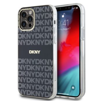   DKNY iPhone 12/12 Pro PC/TPU Repeat Pattern Tonal Stripe Magsafe kompatibilis DKHMP12MHRHSEK hátlap, tok, fekete