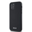 DKNY iPhone 12/12 Pro PU Leather Silver Metal Logo Magsafe kompatibilis DKHMP12MPGHLMK hátlap tok, fekete
