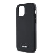 DKNY iPhone 12/12 Pro PU Leather Silver Metal Logo Magsafe kompatibilis DKHMP12MPGHLMK hátlap tok, fekete