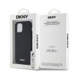 DKNY iPhone 12/12 Pro PU Leather Silver Metal Logo Magsafe kompatibilis DKHMP12MPGHLMK hátlap tok, fekete