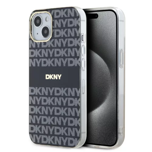 DKNY iPhone 13 PC/TPU Repeat Pattern Tonal Stripe Magsafe kompatibilis DKHMP13MHRHSEK hátlap, tok, fekete