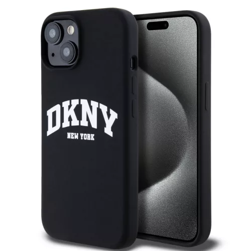DKNY iPhone 13 Liquid Silicone Arch Logo MagSafe kompatibilis DKHMP13MSNYACH szilikon hátlap, tok, fekete