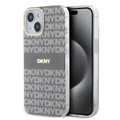 DKNY iPhone 14 PC/TPU Repeat Pattern Tonal Stripe Magsafe kompatibilis DKHMP14SHRHSEE hátlap, tok, bézs