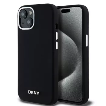   DKNY Liquid Silicone Small Metal Logo MagSafe iPhone 14 6.1", hátlap, tok, fekete