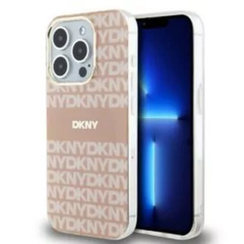   DKNY case for IPHONE 14 Pro Max Magsafe hátlap, tok DKHMP14XHRHSEP Repeat Texture Pattern W/ Stripe, rózsaszín