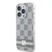 DKNY iPhone 15 Pro compatible with MagSafe DKHMP15LHCPTSE hátlap, tok MagSafe PC TPU Checkered Pattern W/Printed Stripes, bézs