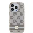 DKNY iPhone 15 Pro compatible with MagSafe DKHMP15LHCPTSE hátlap, tok MagSafe PC TPU Checkered Pattern W/Printed Stripes, bézs