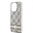 DKNY iPhone 15 Pro compatible with MagSafe DKHMP15LHCPTSE hátlap, tok MagSafe PC TPU Checkered Pattern W/Printed Stripes, bézs