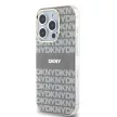 DKNY iPhone 15 Pro compatible with MagSafe DKHMP15LHRHSEE hátlap, tok MagSafe PC TPU Repeat Texture Pattern W/ Stripe, bézs