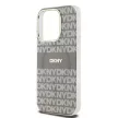 DKNY iPhone 15 Pro compatible with MagSafe DKHMP15LHRHSEE hátlap, tok MagSafe PC TPU Repeat Texture Pattern W/ Stripe, bézs