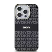 DKNY iPhone 15 Pro compatible with MagSafe DKHMP15LHRHSEK hátlap, tok MagSafe PC TPU Repeat Texture Pattern W/ Stripe, fekete