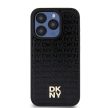DKNY iPhone 15 Pro compatible with MagSafe DKHMP15LPSHRPSK hátlap, tok MagSafe Pu Repeat Pattern W/Stack Logo, fekete