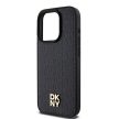 DKNY iPhone 15 Pro compatible with MagSafe DKHMP15LPSHRPSK hátlap, tok MagSafe Pu Repeat Pattern W/Stack Logo, fekete