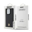 DKNY iPhone 15 Pro compatible with MagSafe DKHMP15LPSHRPSK hátlap, tok MagSafe Pu Repeat Pattern W/Stack Logo, fekete