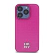 DKNY iPhone 15 Pro compatible with MagSafe DKHMP15LPSHRPSP hátlap, tok MagSafe Pu Repeat Pattern W/Stack Logo, rózsaszín