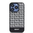 DKNY iPhone 15 Pro PU Leather Repeat Pattern Bottom Stripe MagSafe DKHMP15LPSOSPK, hátlap, tok, fekete