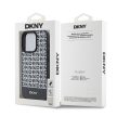 DKNY iPhone 15 Pro PU Leather Repeat Pattern Bottom Stripe MagSafe DKHMP15LPSOSPK, hátlap, tok, fekete