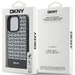 DKNY iPhone 15 Pro PU Leather Repeat Pattern Bottom Stripe MagSafe DKHMP15LPSOSPK, hátlap, tok, fekete