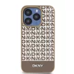DKNY DKHMP15LPSOSPW iPhone 15 Pro 6.1" hátlap, tok Leather Printed Pattern Metal Logo MagSafe, barna