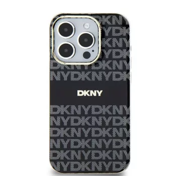   DKNY iPhone 15 Plus MagSafe DKHMP15MHRHSEK hátlap, tok MagSafe PC TPU Repeat Texture Pattern W/ Stripe, fekete