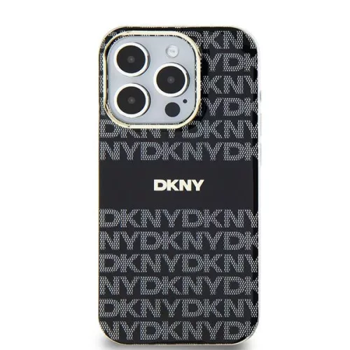 DKNY iPhone 15 Plus MagSafe DKHMP15MHRHSEK hátlap, tok MagSafe PC TPU Repeat Texture Pattern W/ Stripe, fekete