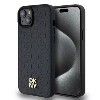   DKNY iPhone 15 compatible with MagSafe DKHMP15SPSHRPSK hátlap, tok MagSafe Pu Repeat Pattern W/Stack Logo, fekete