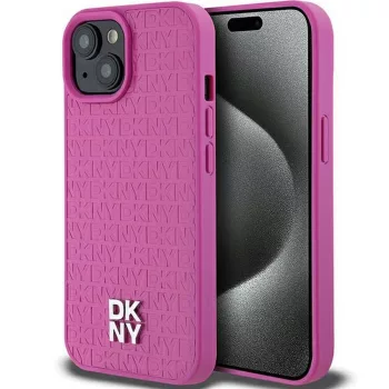   DKNY iPhone 15 compatible with MagSafe DKHMP15SPSHRPSP hátlap, tok MagSafe Pu Repeat Pattern W/Stack Logo, rózsaszín