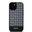 DKNY iPhone 15 PU Leather Repeat Pattern Bottom Stripe MagSafe DKHMP15SPSOSPK, hátlap, tok, fekete