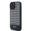 DKNY iPhone 15 PU Leather Repeat Pattern Bottom Stripe MagSafe DKHMP15SPSOSPK, hátlap, tok, fekete
