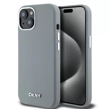   DKNY iPhone 15 Liquid Silicone Arch Logo MagSafe kompatibilis DKHMP15SSMCHLG szilikon hátlap, tok, szürke