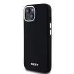 DKNY iPhone 15 compatible with MagSafe DKHMP15SSMCHLK hátlap, tok MagSafe Silicone W/Horizontal Metal Logo, fekete