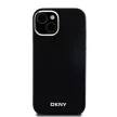 DKNY iPhone 15 compatible with MagSafe DKHMP15SSMCHLK hátlap, tok MagSafe Silicone W/Horizontal Metal Logo, fekete