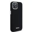 DKNY iPhone 15 compatible with MagSafe DKHMP15SSMCHLK hátlap, tok MagSafe Silicone W/Horizontal Metal Logo, fekete