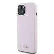 DKNY iPhone 15 compatible with MagSafe DKHMP15SSMCHLP hátlap, tok MagSafe Silicone W/Horizontal Metal Logo, rózsaszín
