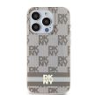 DKNY iPhone 15 Pro Max compatible with MagSafe DKHMP15XHCPTSE hátlap, tok MagSafe PC TPU Checkered Pattern W/Printed Stripes, bézs