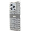 DKNY iPhone 15 Pro Max compatible with MagSafe DKHMP15XHRHSEE hátlap, tok MagSafe PC TPU Repeat Texture Pattern W/ Stripe, bézs