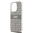 DKNY iPhone 15 Pro Max compatible with MagSafe DKHMP15XHRHSEE hátlap, tok MagSafe PC TPU Repeat Texture Pattern W/ Stripe, bézs