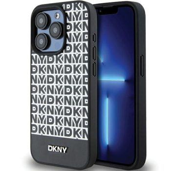   DKNY DKHMP15XPSOSPK iPhone 15 Pro Max 6.7" hátlap, tok Leather Printed Pattern Metal Logo MagSafe, fekete