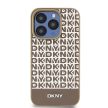 DKNY DKHMP15XPSOSPW iPhone 15 Pro Max 6.7" hátlap, tok Leather Printed Pattern Metal Logo MagSafe, barna