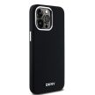 DKNY iPhone 15 Pro Max compatible with MagSafe DKHMP15XSMCHLK hátlap, tok MagSafe Silicone W/Horizontal Metal Logo, fekete