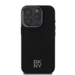 DKNY iPhone 16 Pro PU Leather Stack Logo MagSafe kompatibilis (DKHMP16LPSMCSLK) hátlap, tok, fekete