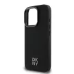 DKNY iPhone 16 Pro PU Leather Stack Logo MagSafe kompatibilis (DKHMP16LPSMCSLK) hátlap, tok, fekete