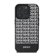 DKNY iPhone 16 Pro PU Leather Repeat Pattern Bottom Stripe MagSafe kompatibilis DKHMP16LPSOSPK hátlap, tok, fekete