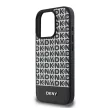 DKNY iPhone 16 Pro PU Leather Repeat Pattern Bottom Stripe MagSafe kompatibilis DKHMP16LPSOSPK hátlap, tok, fekete