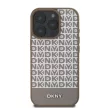 DKNY iPhone 16 Pro PU Leather Repeat Pattern Bottom Stripe MagSafe kompatibilis DKHMP16LPSOSPW hátlap, tok, barna