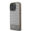 DKNY iPhone 16 Pro PU Leather Repeat Pattern Bottom Stripe MagSafe kompatibilis DKHMP16LPSOSPW hátlap, tok, barna