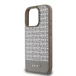 DKNY iPhone 16 Pro PU Leather Repeat Pattern Bottom Stripe MagSafe kompatibilis DKHMP16LPSOSPW hátlap, tok, barna