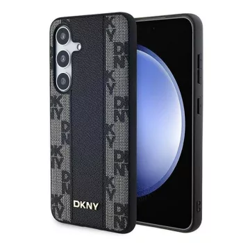  DKNY DKHMS24MPCPCPVSLK Leather Checkered Mono Pattern MagSafe S24 Plus, hátlap, tok, fekete