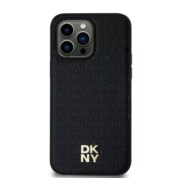   DKNY DKHMS24SPSHRPSK Samsung Galaxy S24 hátlap, tok Leather Pattern Metal Logo MagSafe, fekete