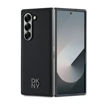   DKNY Magsafe Plain Leather Metal Stack Logo Samsung Galaxy Z Fold 6 hátlap, tok, fekete